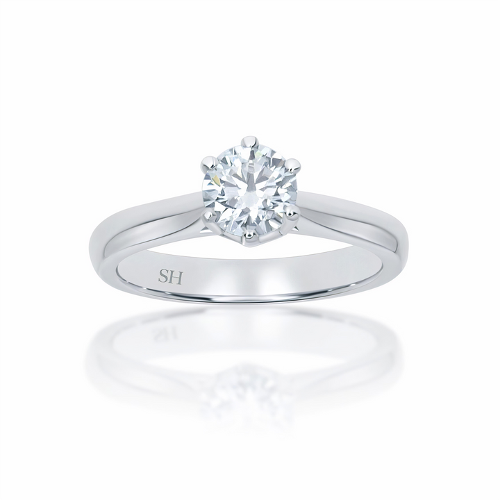 Modern 4-Claw solitaire engagement ring - W0006