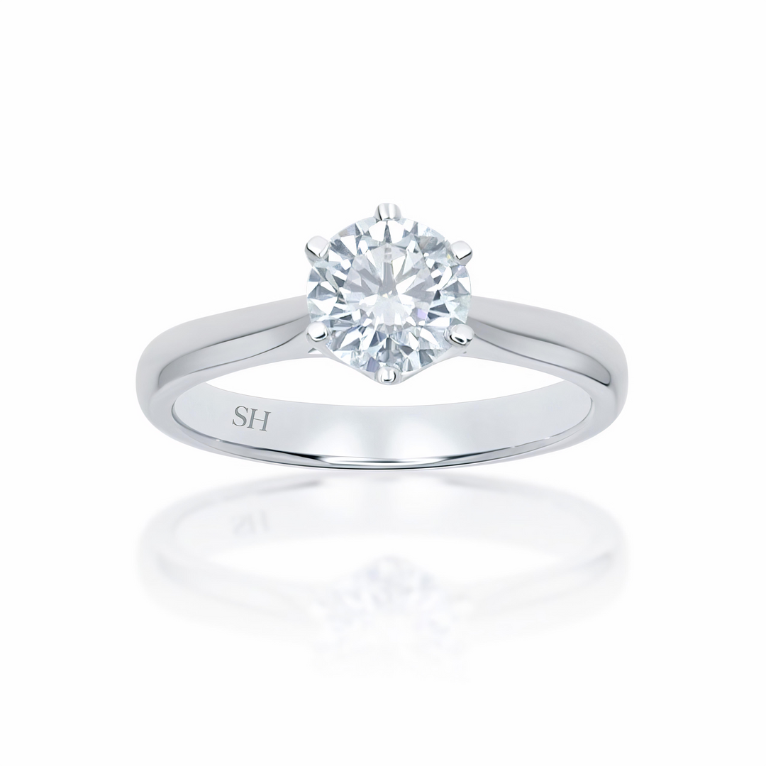 Modern 4-Claw solitaire engagement ring - W0006