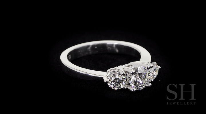 Modern 4-Claw trilogy ring with channel set band - W0032