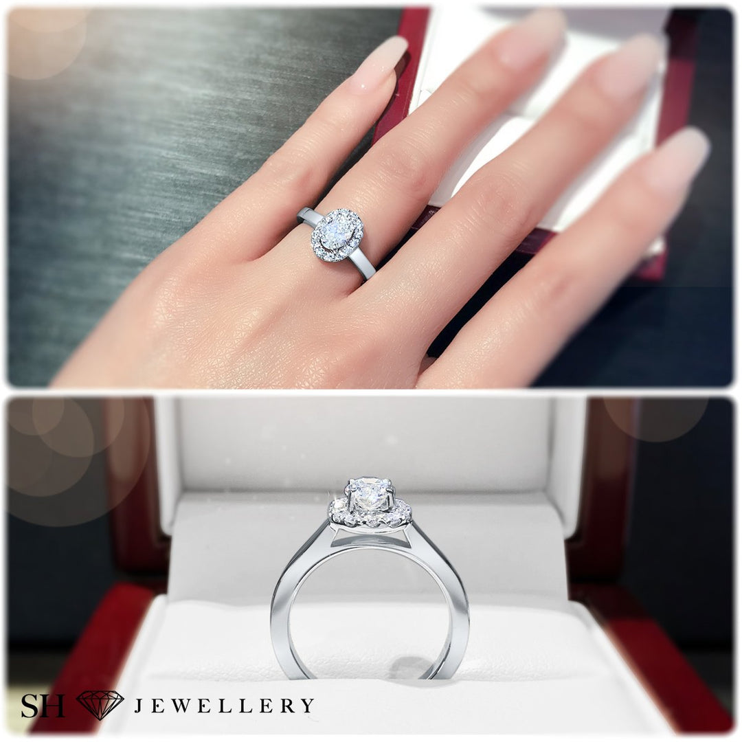 Oval Brilliant Cut diamond engagement ring with polished band - W0049