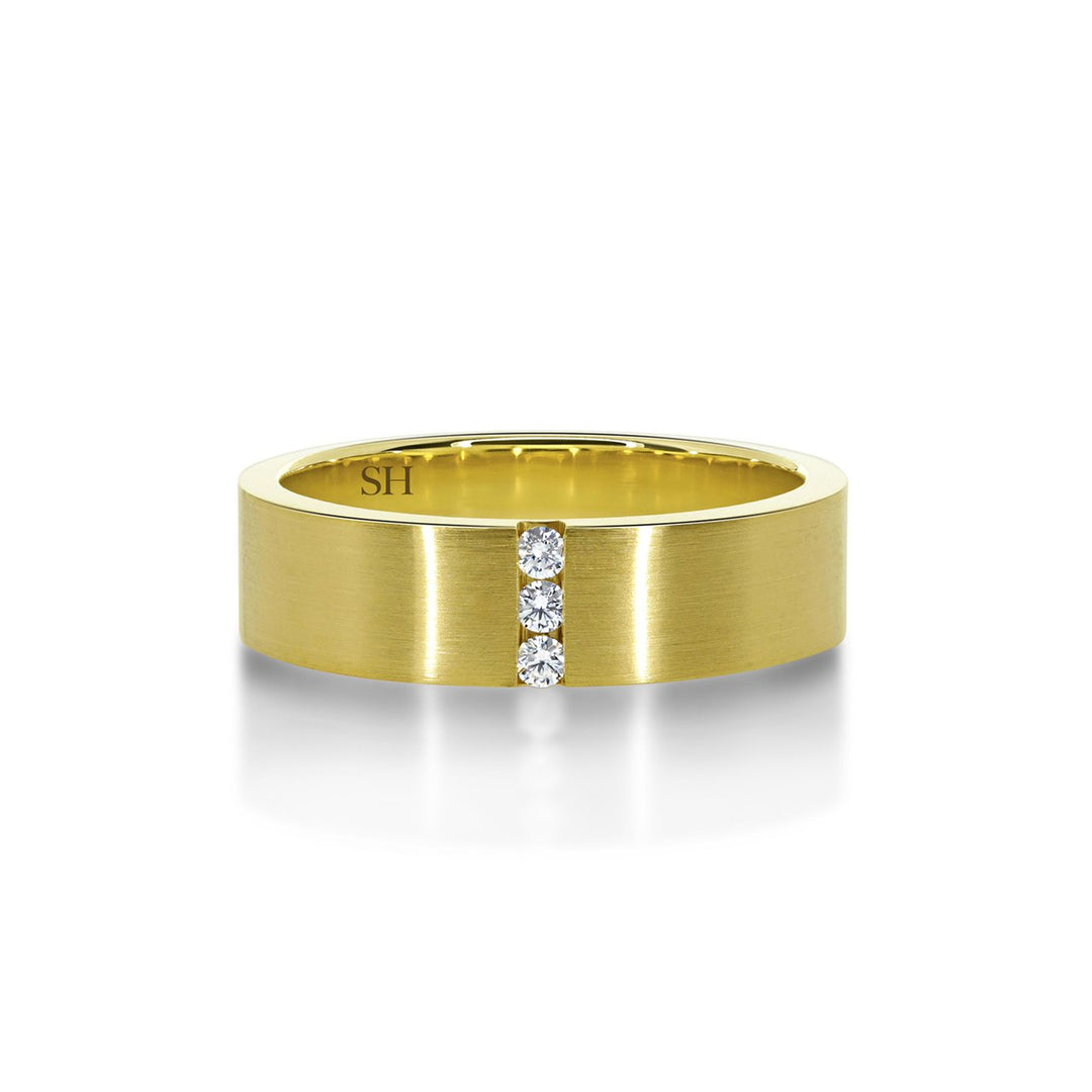 Men's satin finish channel set diamond wedding band (6.2mm) (YG) - W0081