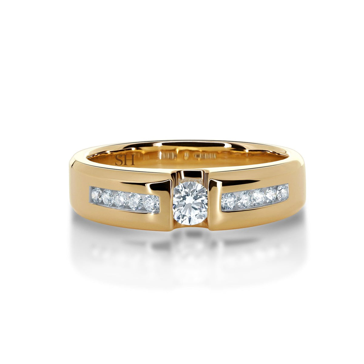 Rose gold Floating Diamond Wedding Band 5.5mm - W0103