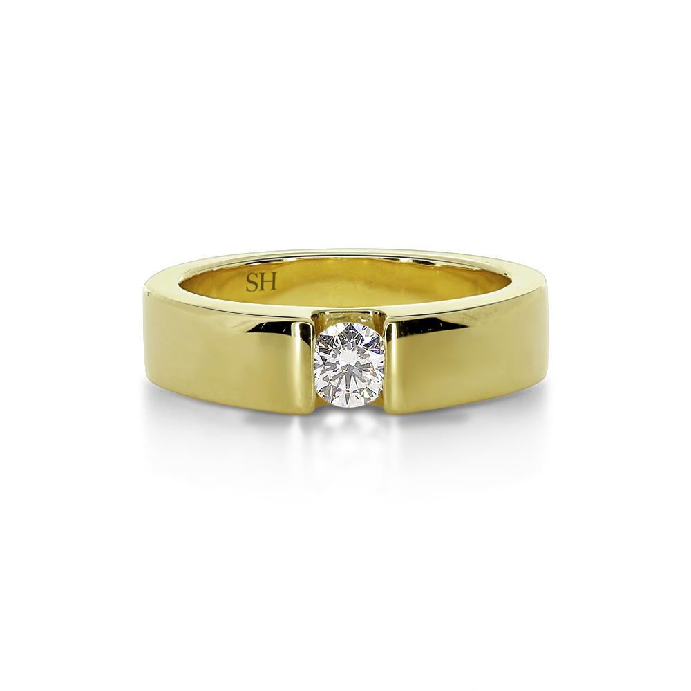 Modern wedding band with floating round-cut diamond 5.5mm - W0105