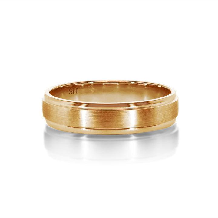 Pictured with Men_Rose gold wedding band with central satin finish (5mm)|thumb_caption: Men rose gold wedding band with central satin finish (5mm)|thumb_group:1