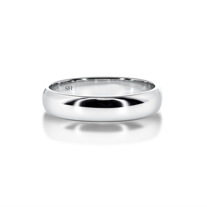 Classic medium width white gold half round wedding ring (3.8mm) - W0129