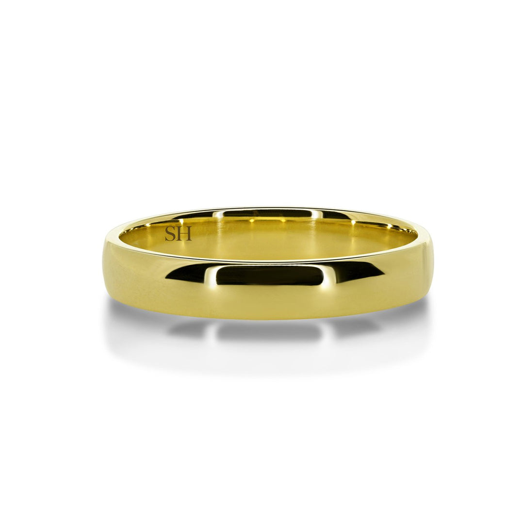 Classic medium width yellow gold half round wedding ring (3.8mm) - W0135