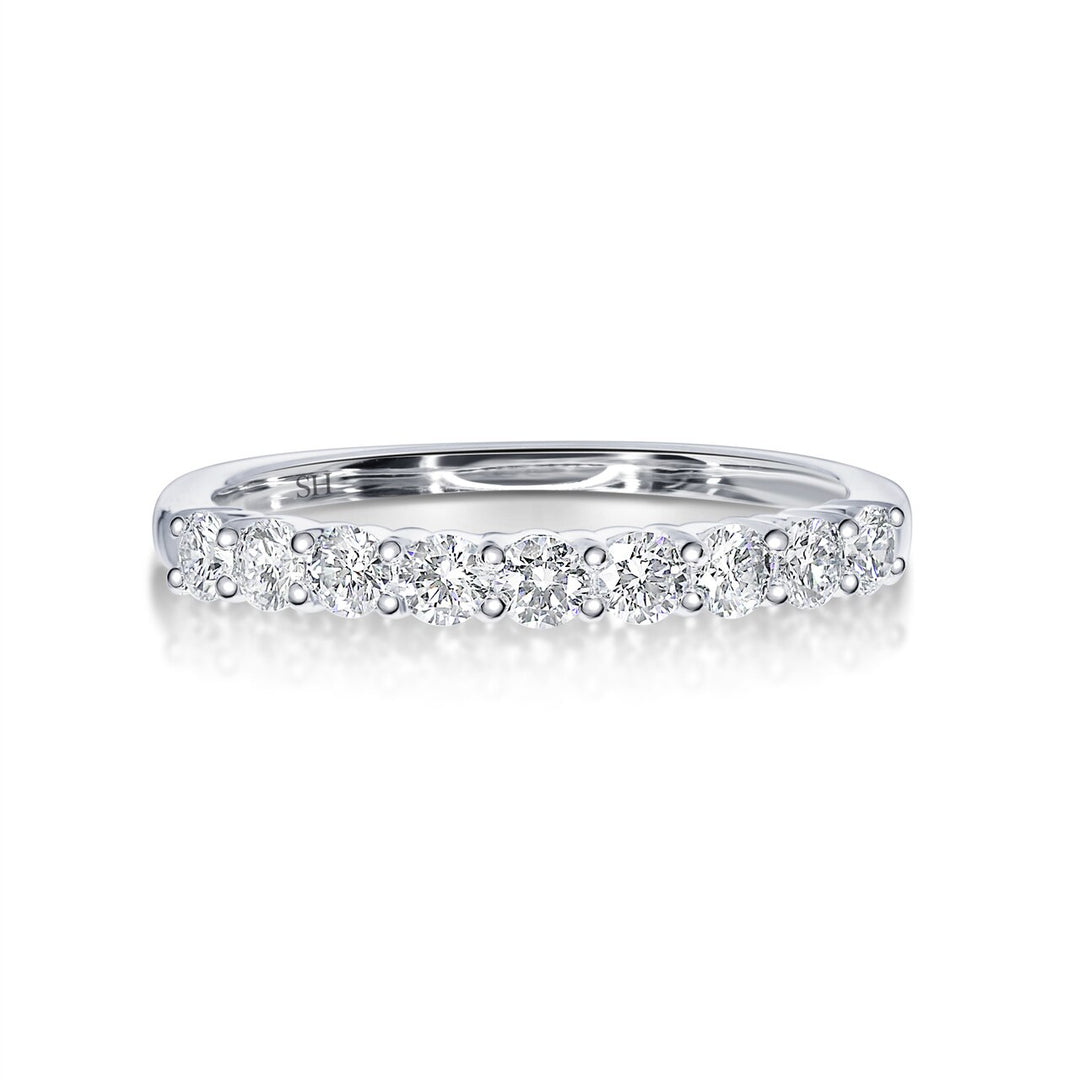 Double shared prong women's diamond wedding band (2.5mm) - W0169