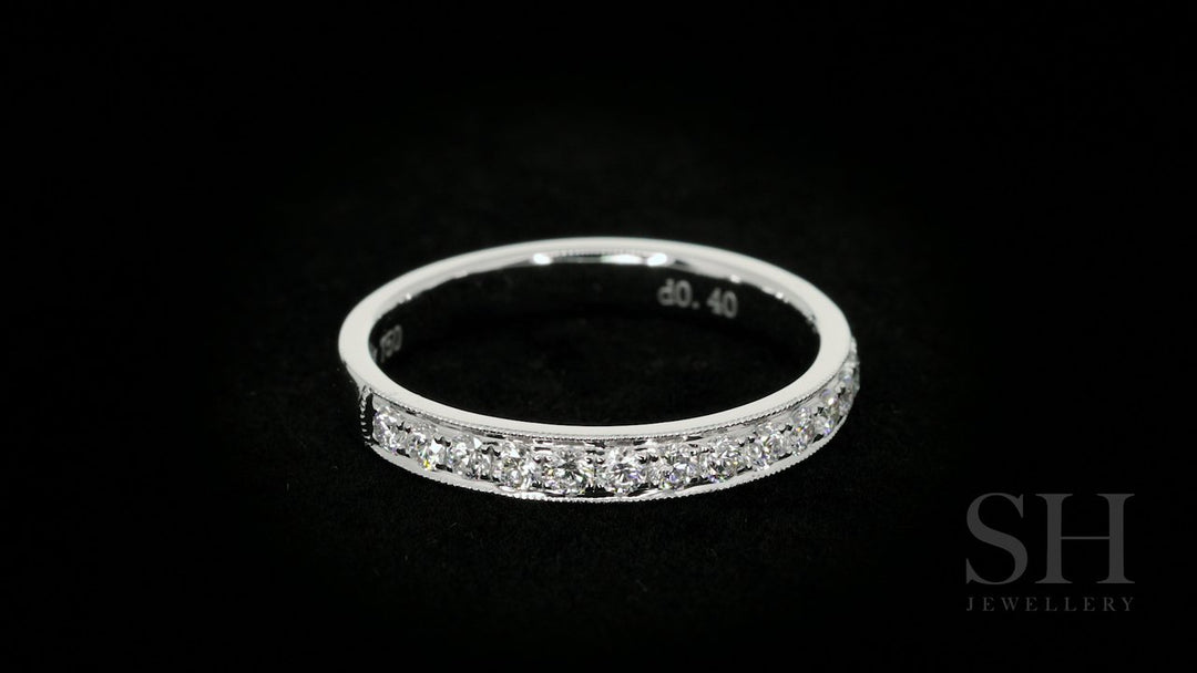 Grain set women's diamond wedding band with milgrain detail (2.8mm) - W0173