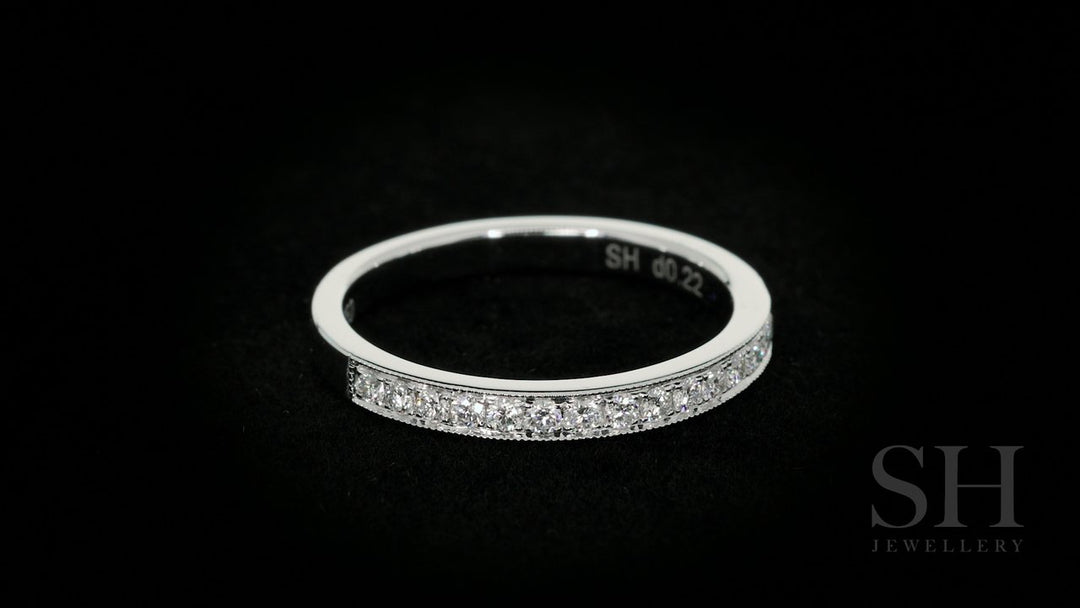 Grain set women's diamond wedding band with milgrain detail (2.2mm) - W0174