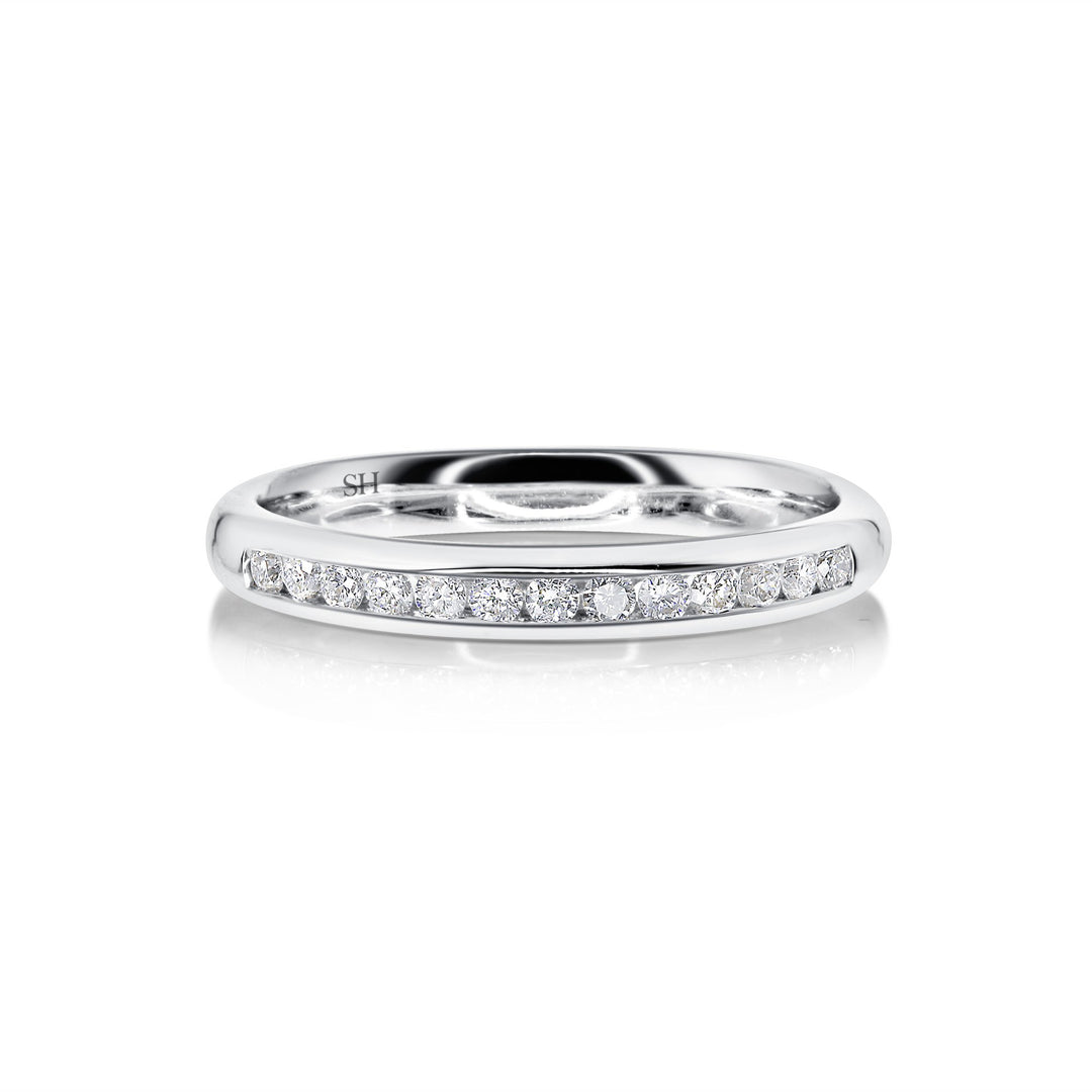 Thin channel set women's diamond wedding band (2.7mm) - W0175