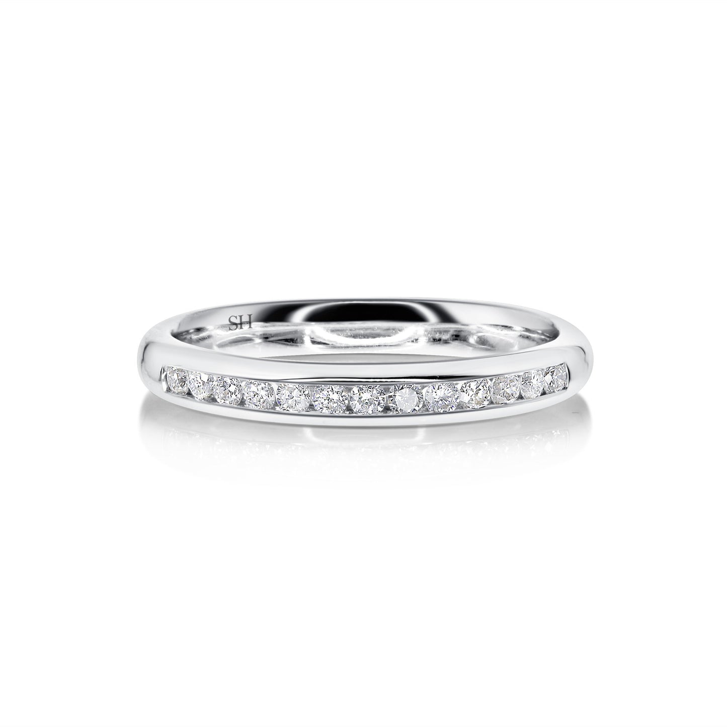 Thin channel set women's diamond wedding band (2.7mm) - W0175