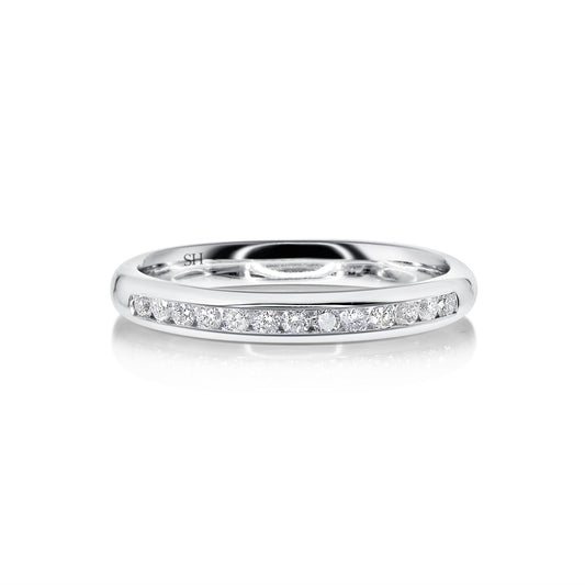 Thin channel set women's diamond wedding band (2.7mm) - W0175