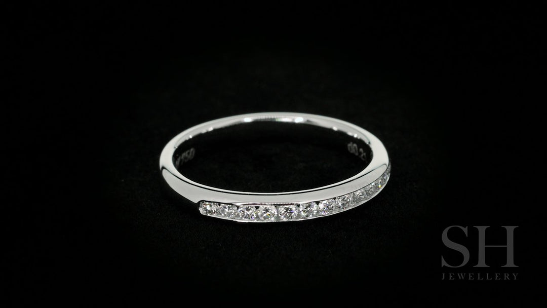 Thin channel set women's diamond wedding band (2.7mm) - W0175