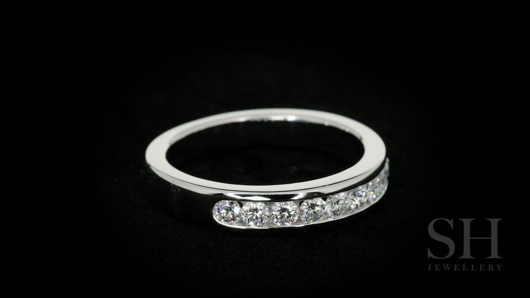 Wider width channel set women's diamond wedding band (3.8mm) - W0177