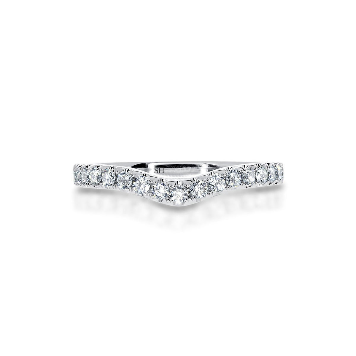 Curved pavé set women's diamond wedding band (2.2mm) - W0181