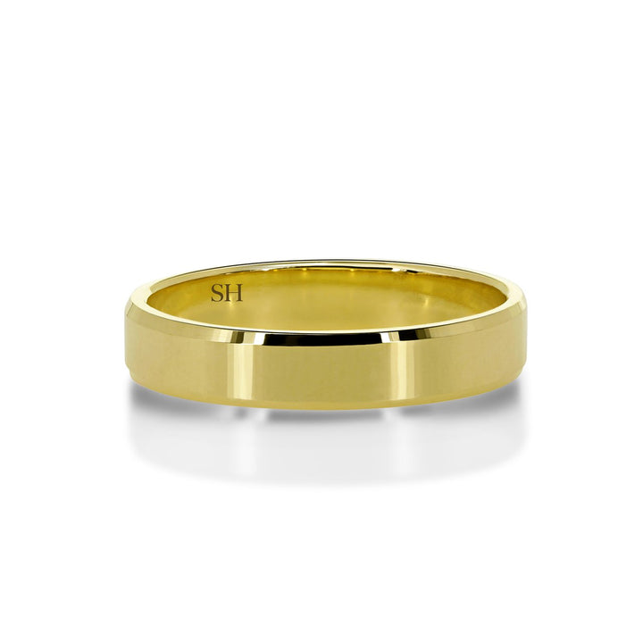 Yellow gold polished finish wedding band with bevelled edges (3.8mm) - W0231