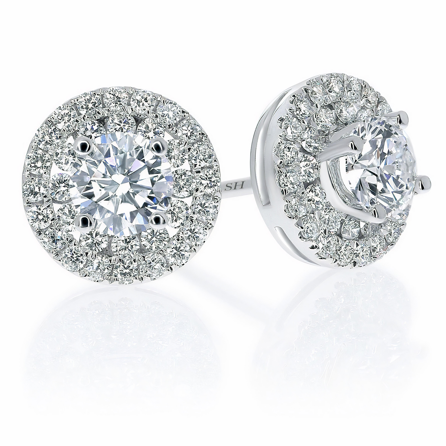 Double circular halo with pave and channel set earrings - W0281
