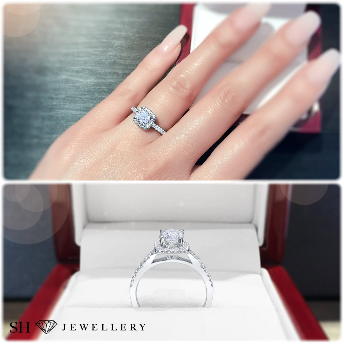 Cushion Shaped with thin halo with slim band - W0322