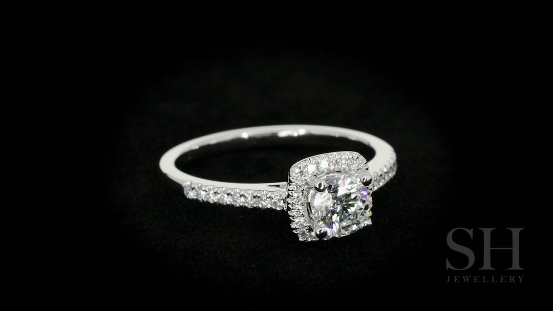 Cushion Shaped with thin halo with slim band - W0322