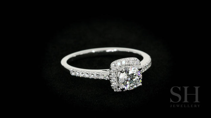 Cushion Shaped with thin halo with slim band - W0322