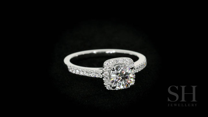 Cushion Shaped with thin halo with slim band - W0322