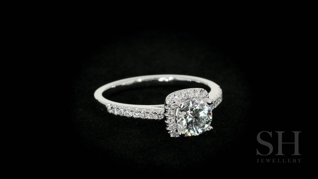 Cushion Shaped with thin halo with slim band - W0322
