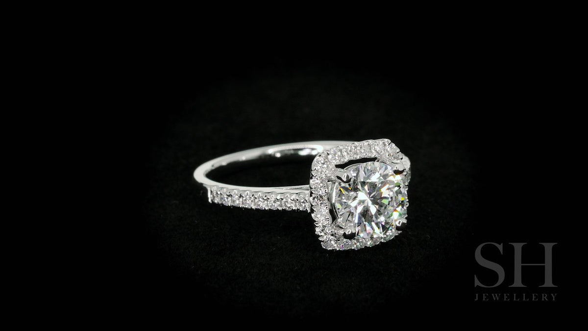 Cushion Shaped with thin halo with slim band - W0322