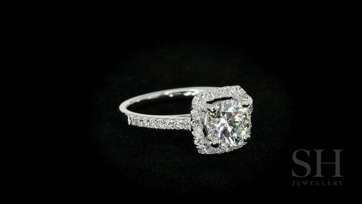 Cushion Shaped with thin halo with slim band - W0322