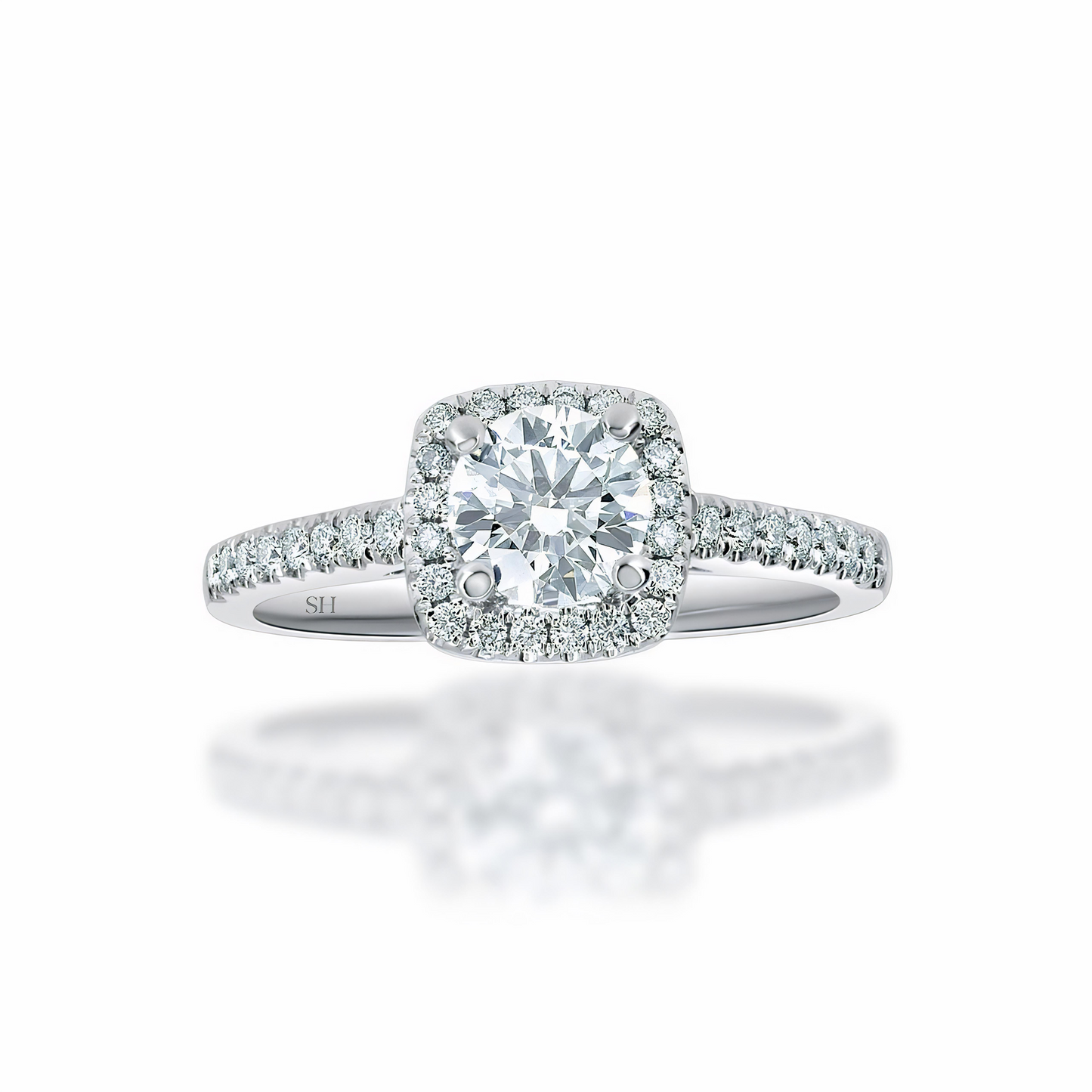 Cushion Shaped with thin halo with slim band - W0322
