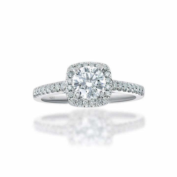 Cushion Shaped with thin halo with slim band - W0322