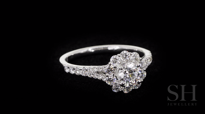 Floral halo with gentle split band - W0355