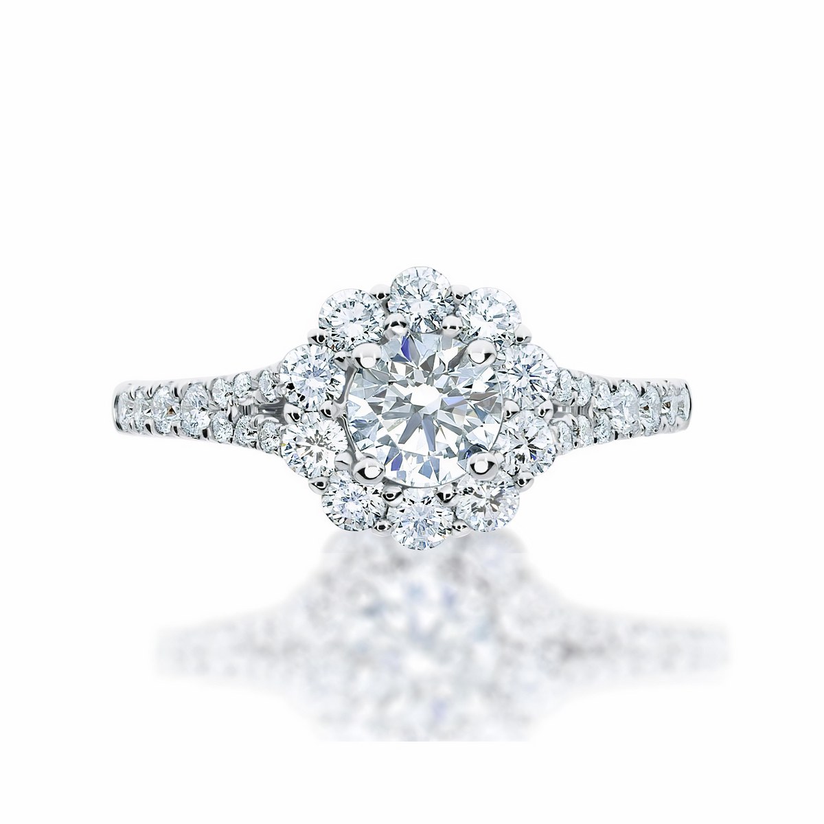 Floral halo with gentle split band - W0355