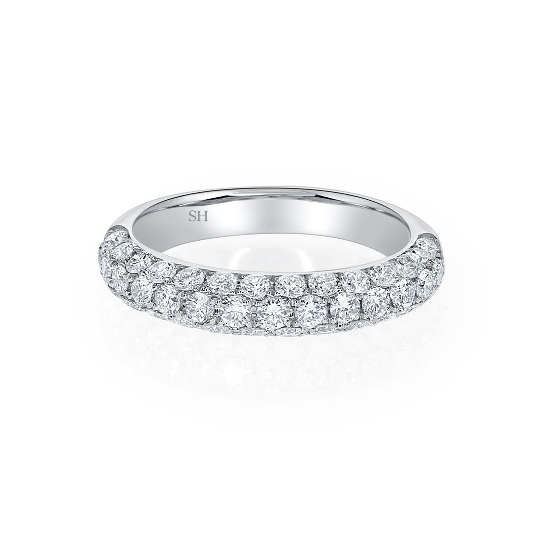 Medium 3-row pave set diamond band - W0357