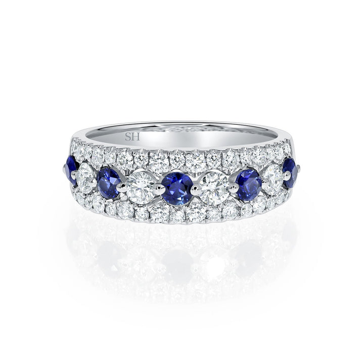 Ripple sapphire and diamond band - W0420