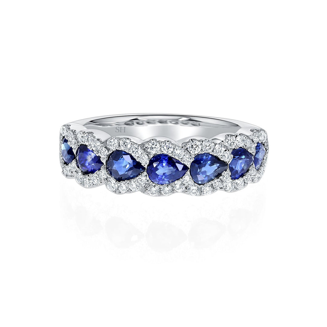 Pear and flow sapphire diamond ring - W0424