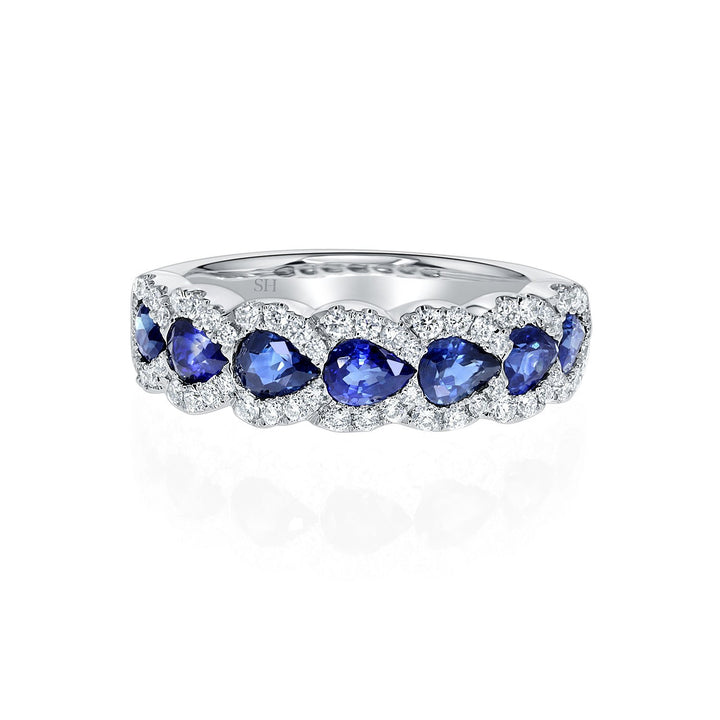 Pear and flow sapphire diamond ring - W0424