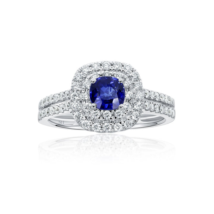 Gentle double cushion sapphire ring - W0430