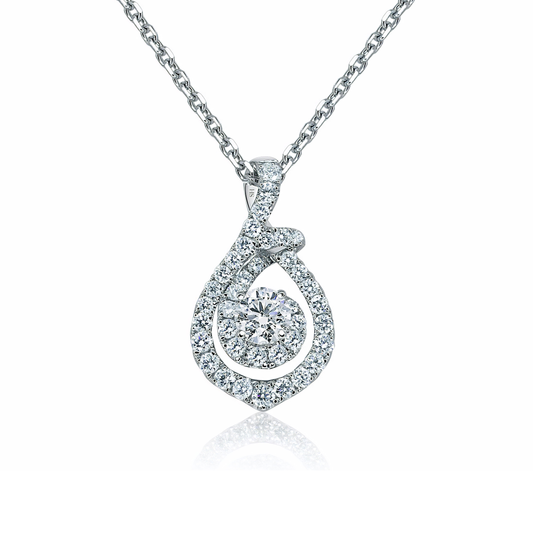 Claw set extended pear shaped halo with claw set centre stone - W0465