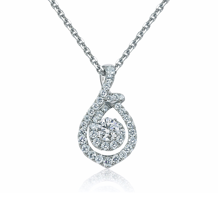 Claw set extended pear shaped halo with claw set centre stone - W0465