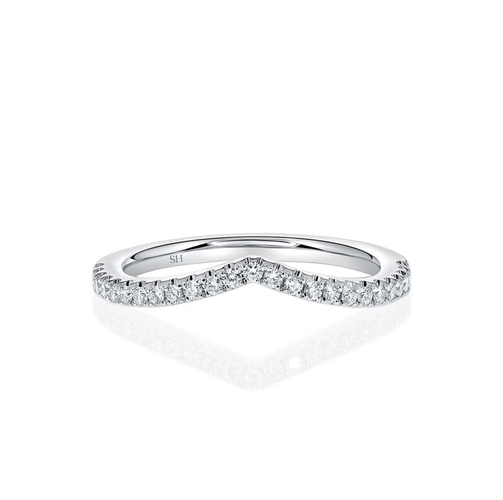 Curved Pavé-Set Thin Width Women’s Wedding Band (1.7mm) - W0487