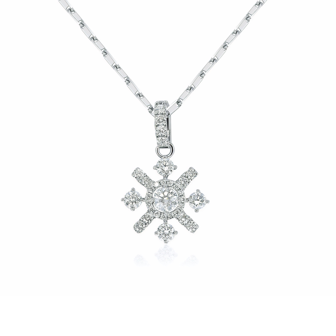 Snowflake diamond pendant with pave bale - W0559