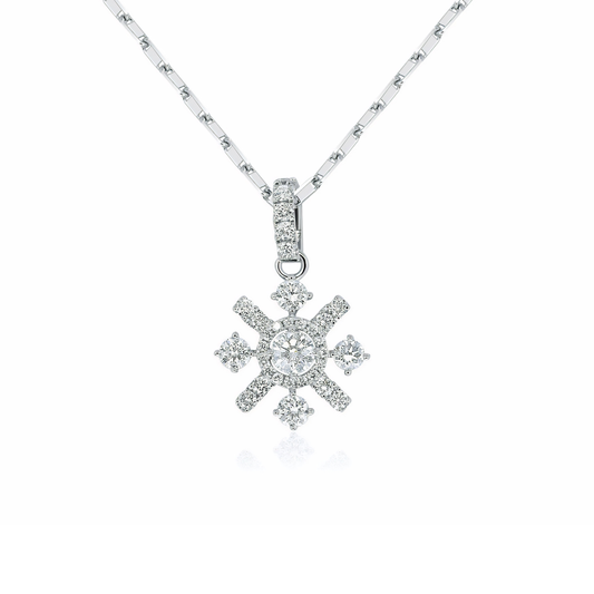 Snowflake diamond pendant with pave bale - W0559