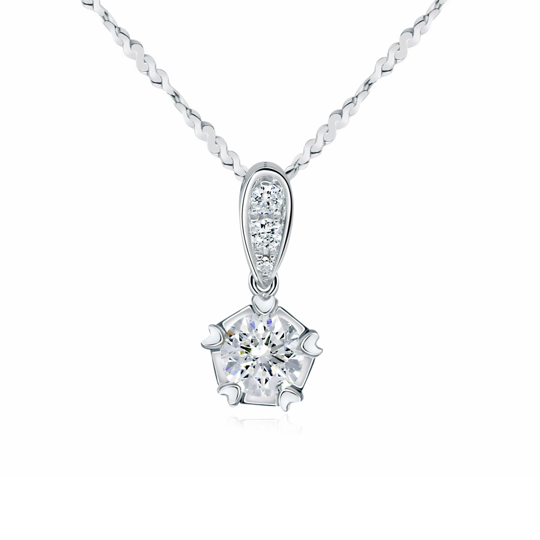 Pentagon solitaire pendant - W0563