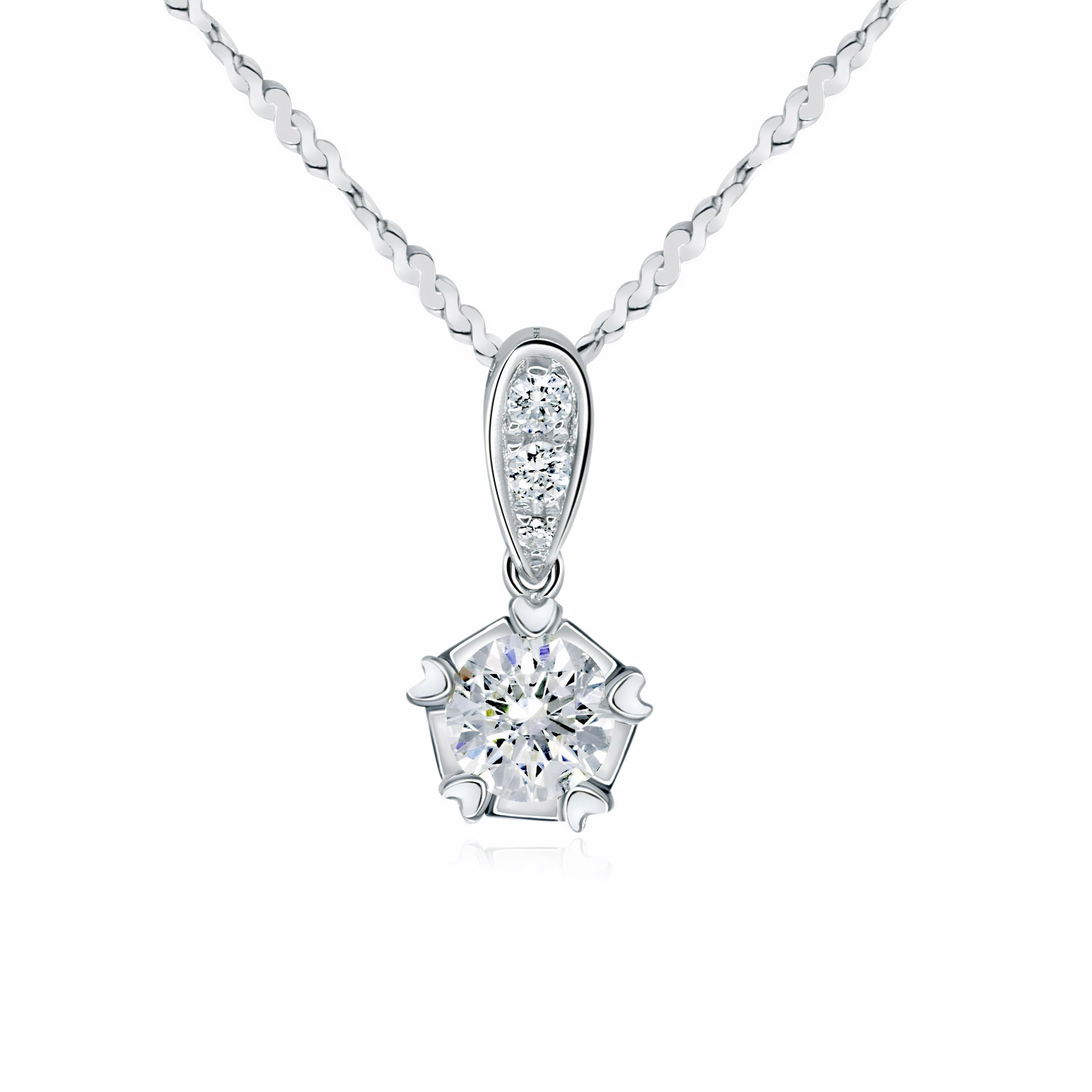 Pentagon solitaire pendant - W0563