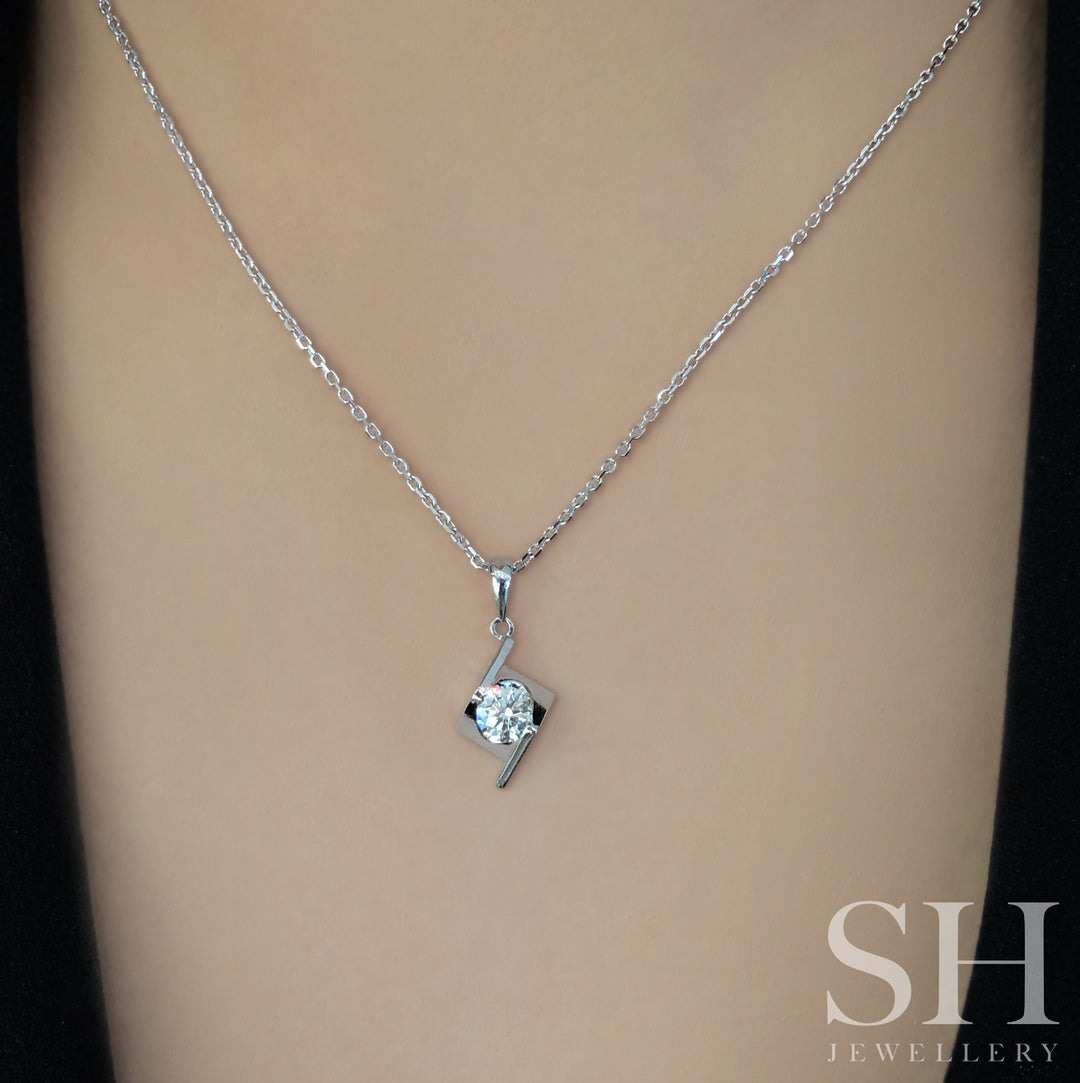 Diagonal Trove Pendant with Polished Bail - W0564