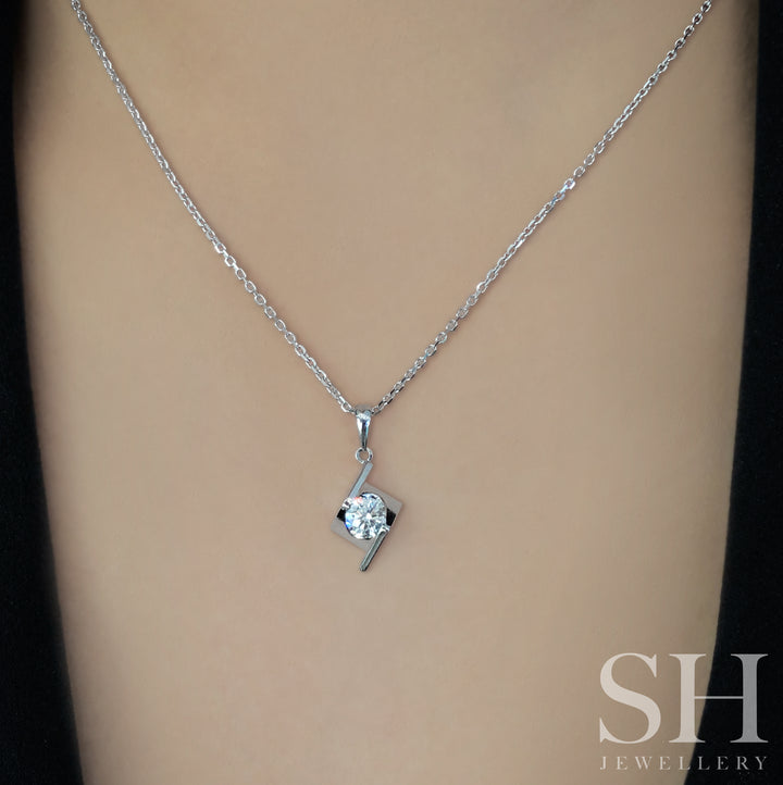 Diagonal Trove Pendant with Polished Bail - W0564