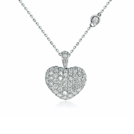 Encrusted heart-shape pendant with diamond-set tapered bail - W0573