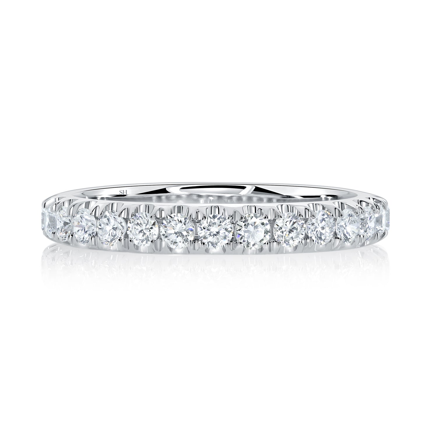 3/4 Eternity Pavé-Set Women's Thin Diamond Wedding Band (2.7mm)