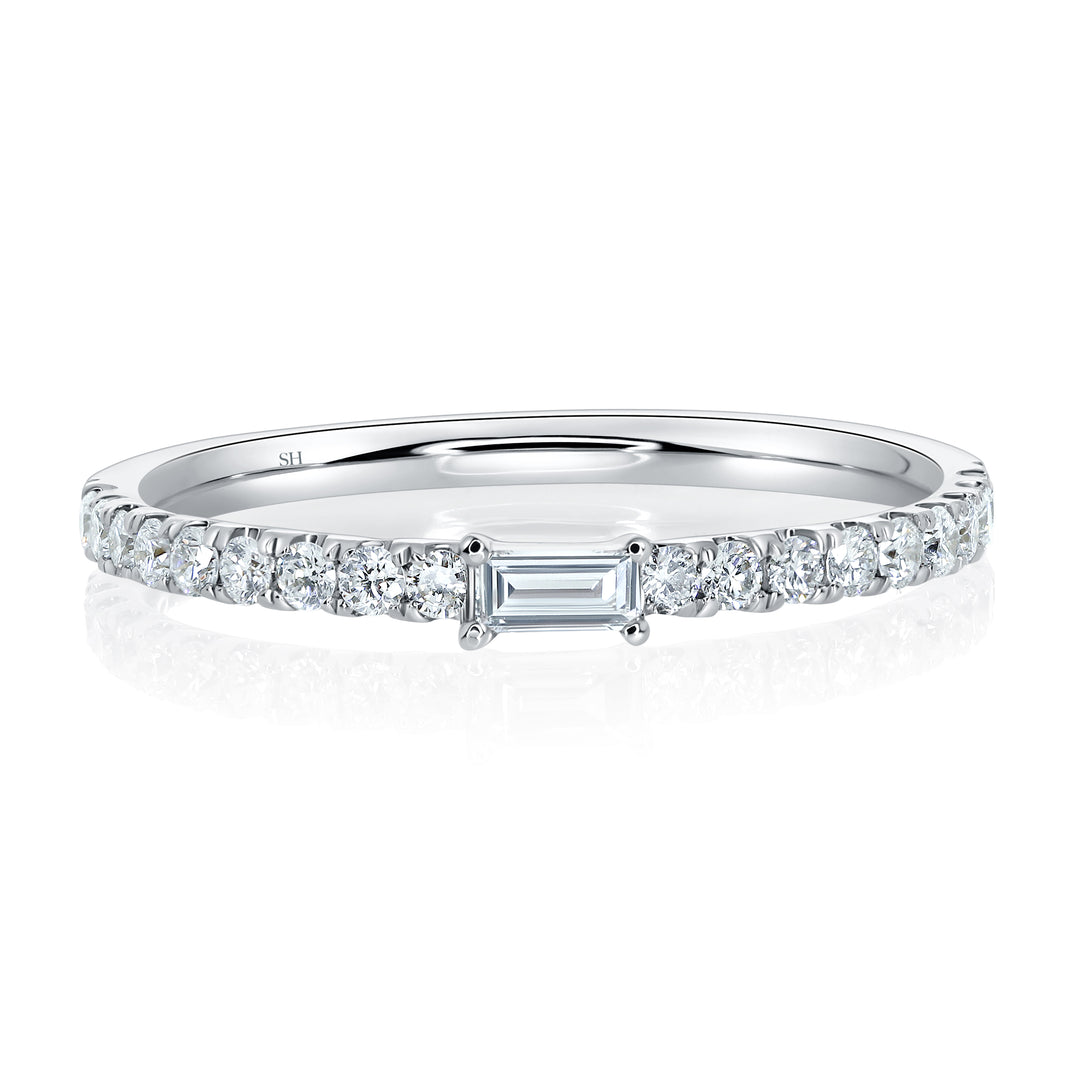 Slim Baguette Cut & Pavé-Set Diamond Women’s Wedding Band (1.6mm) - W0604