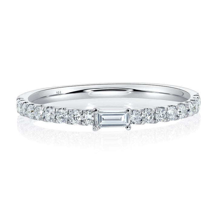 Slim Baguette Cut & Pavé-Set Diamond Women’s Wedding Band (1.6mm) - W0604